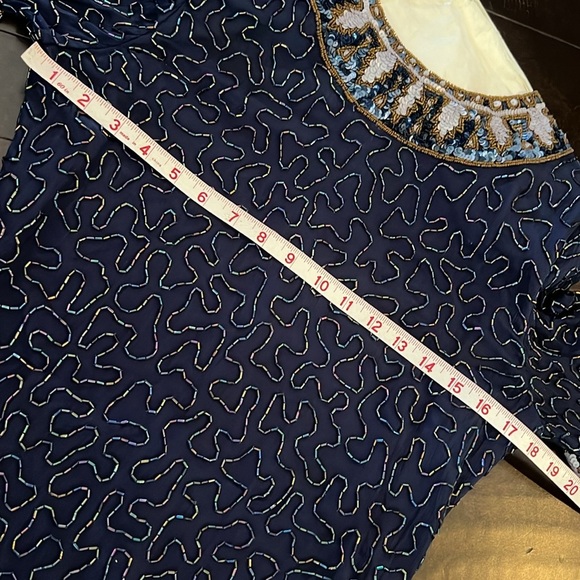 Laurence Kazar beaded silk dress Vintage Small - Picture 15 of 16